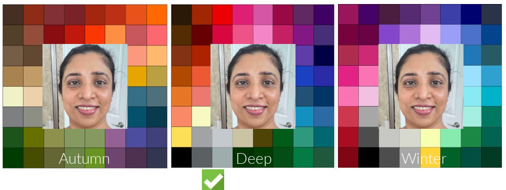 Color Analysis results for Lalitha #coloranalysis #coloranalysisresults #coloranalysistestimonials #bestcolors https://www.style-yourself-confident.com/color-analysis-results-lalitha.html