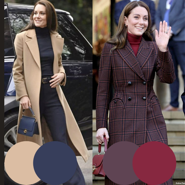 Princess of Wales wearing camel and brown coats for Autumn #coolcolorsforAutumn #princessofwaleswearingjeweltones https://www.style-yourself-confident.com/cool-colors-for-autumn.html