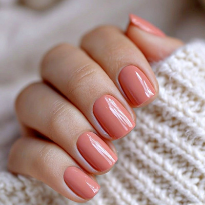 Elegant spring nails soft coral
