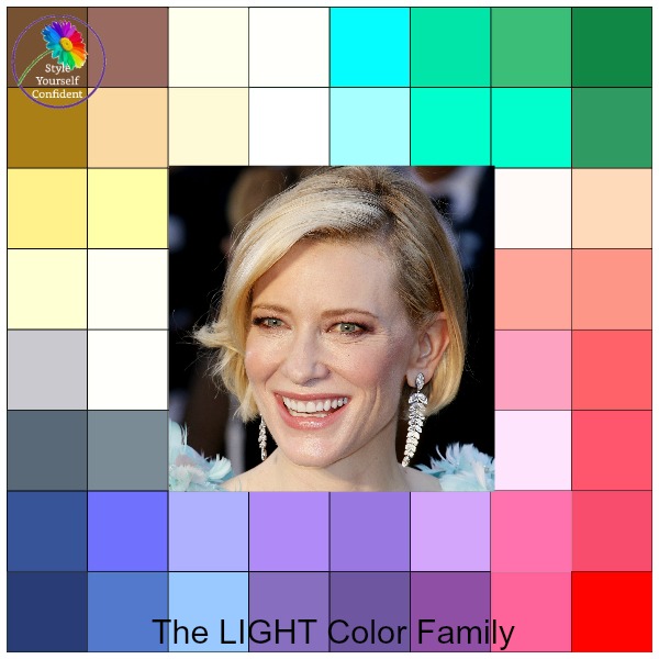 Light tonal coloring #coloranalysis #lightcontrast #lightcolors https://www.style-yourself-confident.com/light-tonal-coloring.html