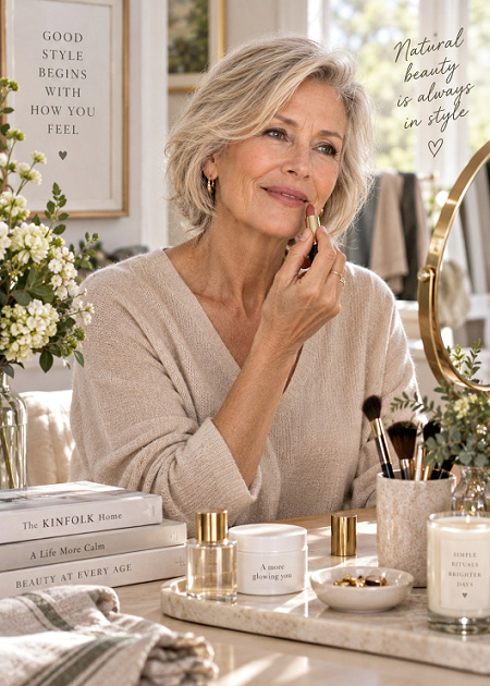 Woman applying natural makeup  #naturalstylepersonality https://www.style-yourself-confident.com/natural-style-personality.html