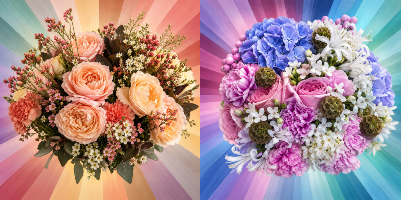 2 bouquets showing warm and cool flowers  #warmorcool https://www.style-yourself-confident.com/warm-or-cool.html