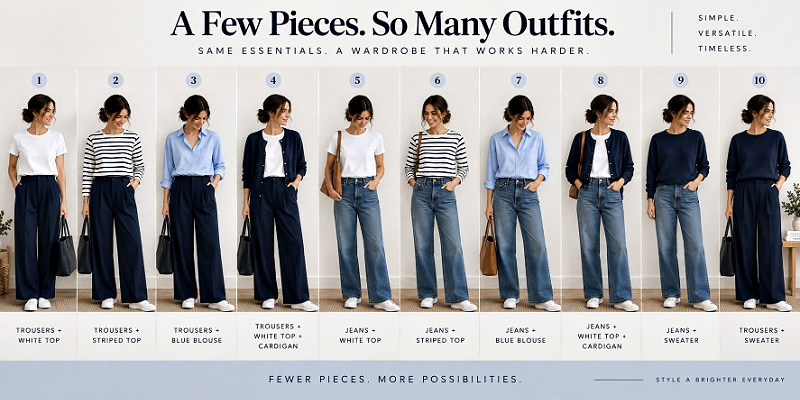 A few pieces make many outfits when you mix and match #buildacapsulewardrobewithclothesyouown  https://www.style-yourself-confident.com/capsule-wardrobe-with-clothes-you-already-own.html