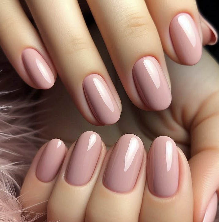 Elegant spring nails muted blush pink