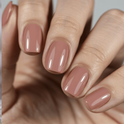 Elegant spring nails warm peach beige