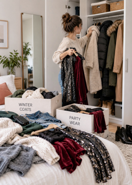 Woman de-cluttering her wardrobe  #organizeyourwardrobe https://www.style-yourself-confident.com/organize-your-wardrobe.html