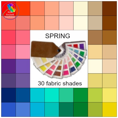 Seasonal Color Palette Card with 30 Colors for Clear Spring