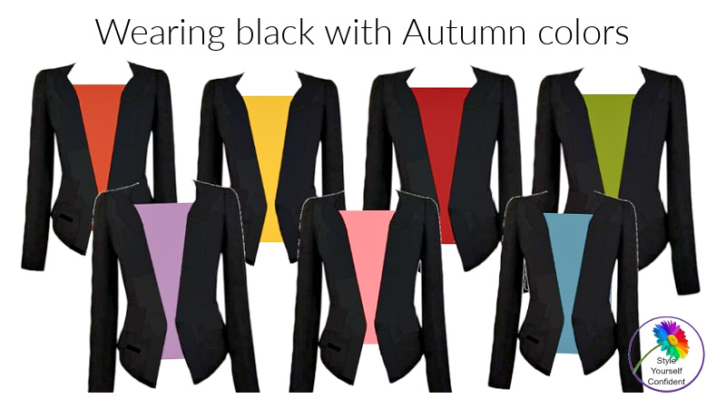 Wearing black with Autumn colors #blackwithautumn #autumncolors #autumnseason https://www.style-yourself-confident.com/wearing-black-with-autumn.html